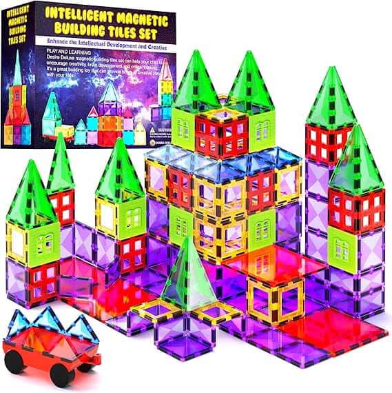Desire Deluxe Kit Bloques de Construcción Magnéticos 3D para Niños de 3 - 7 Años - Juguete Educativo con Figuras Geométricas para Desarrollar la Creatividad de Sus Pequeños - 57 Piezas