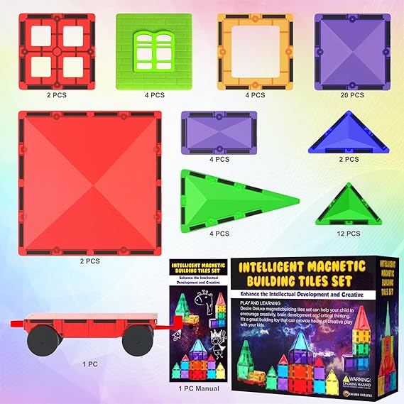 Desire Deluxe Kit Bloques de Construcción Magnéticos 3D para Niños de 3 - 7 Años - Juguete Educativo con Figuras Geométricas para Desarrollar la Creatividad de Sus Pequeños - 57 Piezas - Imagen 4